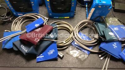 3 x GE Dinamap Carescape V100 Vital Signs Monitors Including 3 x Power Supplies and BP Cuffs with Hoses in Carry Cases (1 x Powers Up, 1 x Powers Up with E00 Code and 1 x No Power Due to Damaged Power Input - See Photos) - 6