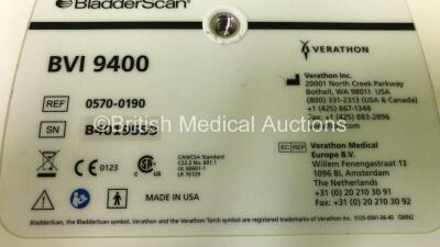 Verathon BladderScan BVI 9400 Bladder Scanner (No Power, Damage to Wiring and Casing on Probe See-Photo)*SN B4109559* - 5