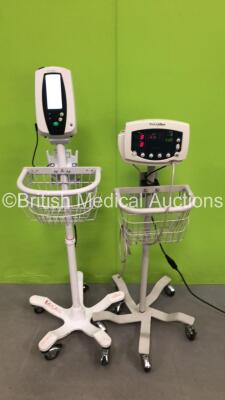 1 x Welch Allyn 53NT0 Monitor on Stand and 1 x Welch Allyn Spot Vital Signs Monitor on Stand (Both Power Up with Power Supplies) *JA078330*