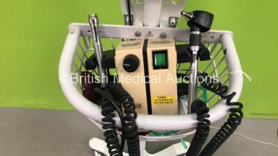 1 x Welch Allyn Spot Vital Signs LXi Monitor on Stand and 1 x Welch Allyn 74716 Transformer with 1 x Attachment (Both Power Up) - 3