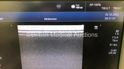 Toshiba Aplio 500 TUS-A500 Flat Screen Ultrasound Scanner Software Version AB_V2.10*R003 *Mfd 01-2013* with 4 x Transducer /Probes (1 x PLT-704SBT Transducer *Mfd 2009*, 1 x PLT-805AT Transducer *Mfd Nov 2012*, 1 x PVT-375BT Transducer *Mfd Nov 2012* and - 8