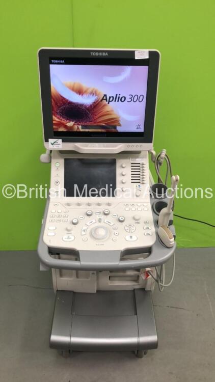 Toshiba Aplio 300 TUS-A300 Flat Screen Ultrasound Scanner *S/N TDA1312158* **Mfd 01/2013** Software Version AB_V2.10*R003 with 2 x Transducer Probes (1 x PVT-375BT *Mfd 2013-01 / 1 x PVT-661VT *Mfd 2010-11*) and Sony UP-D897 Digital Graphic Printer (Power