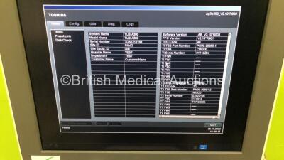 Toshiba Aplio 300 TUS-A300 Flat Screen Ultrasound Scanner *S/N TDA1312158* **Mfd 01/2013** Software Version AB_V2.10*R003 with 2 x Transducer Probes (1 x PVT-375BT *Mfd 2013-01 / 1 x PVT-661VT *Mfd 2010-11*) and Sony UP-D897 Digital Graphic Printer (Power - 8