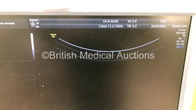 GE Voluson E8 Flat Screen Ultrasound Scanner Software Version EC200 *Mfd 11/2013* (Powers Up with Missing Dial-See Photo) with 1 x Transducer/Probe (C4-8-D * Mfd Oct 2013* with Cable Damage) 1 x Sony DVO 100MD DVD Recorder And 1 x Sony UP-897 Digital Grap - 5