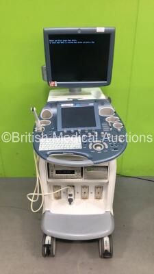 GE Voluson E8 Flat Screen Ultrasound Scanner *Mfd 02/2012* (Powers Up with HDD Removed and 2 x Missing Dials) with 1 x Transducer/Probe (IC5-9-D * Mfd O3- 2015*) 1 x Sony DVO 100MD DVD Recorder And 1 x Sony UP-897 Digital Graphic Printer *SN D15989*