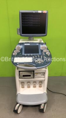 GE Voluson E8 Flat Screen Ultrasound Scanner *Mfd 02/2012* (Powers Up with HDD Removed and 2 x Missing Dials) with 1 x Transducer/Probe (IC5-9-D * Mfd O3- 2015*) 1 x Sony DVO 100MD DVD Recorder And 1 x Sony UP-897 Digital Graphic Printer *SN D15989*