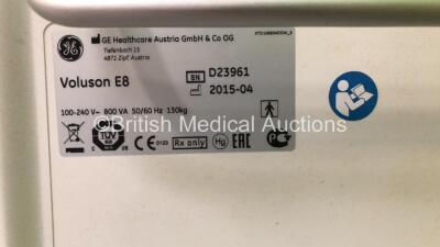 GE Voluson E8 Flat Screen Ultrasound Scanner *Mfd 02/2012* (Powers Up with HDD Removed and 2 x Missing Dials) with 1 x Transducer/Probe (IC5-9-D * Mfd O3- 2015*) 1 x Sony DVO 100MD DVD Recorder And 1 x Sony UP-897 Digital Graphic Printer *SN D15989* - 6