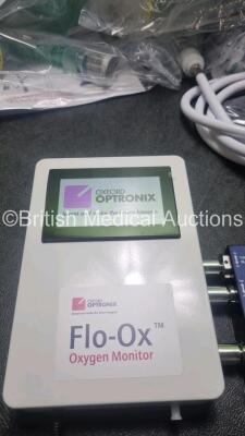 2 x Oxford Optronix Flo-Ox Oxygen Monitor with Accessories Including Flow Generator, User Manual, Hose, Power Supply and 13 x Circuit Sets (Both Power Up, in Excellent Condition) - 3