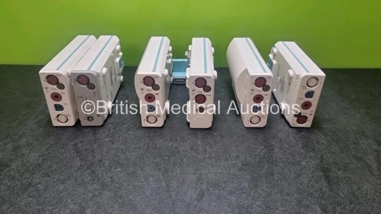 Job Lot of Philips Including 4 x M3001A with Press, Temp, NBP, SpO2 and ECG/Resp Options , 1 x M3015A and 1 x M3012A