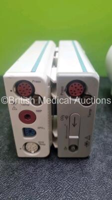 Job Lot of Philips Including 4 x M3001A with Press, Temp, NBP, SpO2 and ECG/Resp Options , 1 x M3015A and 1 x M3012A - 2