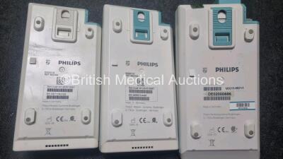 Job Lot of Philips Including 4 x M3001A with Press, Temp, NBP, SpO2 and ECG/Resp Options , 1 x M3015A and 1 x M3012A - 5