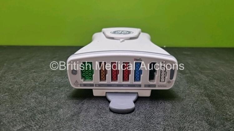 GE Patient Data Module with ECG, Temp/Co, P1/3, P2/4, SPo2, NIBP and Defib/Sync Options *Mfd 2017* (Untested Due to No Battery, Battery Cover Missing - See Photo)