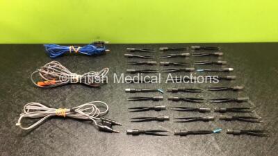 Job Lot Including 30 x Bipolar Micro Forceps and 3 x Diathermy Cables