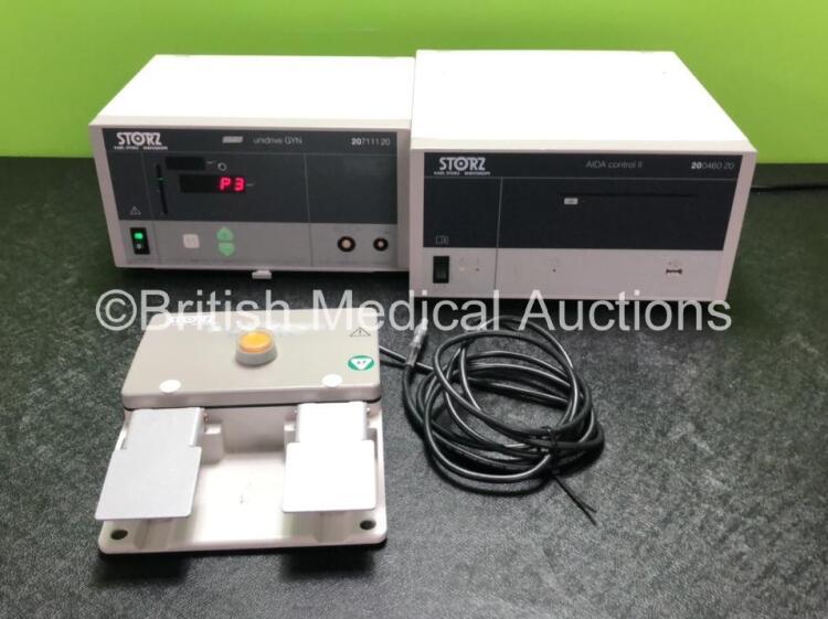 Job Lot Including 1 x Karl Storz 207111 20 SCB Unidrive GYN Console (Powers Up) with Karl Storz 20012630 Footswitch and 1 x Karl Storz Endoskope 200460 20 Aida Control II Unit (Powers Up)