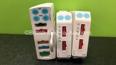 Job Lot Including 1 x GE Type E-PSMP-00 Multiparameter Module with ECG, SpO2, T1, T2, P1, P2 and NIBP Options *Mfd - 2011* and 2 x GE E-PP-00 Modules with P5 and P6 Options *Both Mfd - 2005* (SN 6779865 / 6098893 / 6098905)