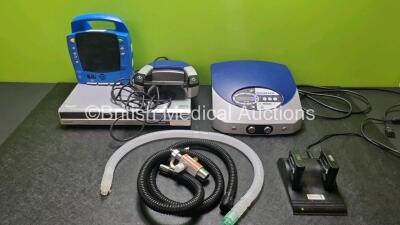 Mixed Lot Including 1 x Anspach 450 Riverside Drive Console with Footswitch (Powers Up) 1 x Sony Hard Disk Drive DVD Recorder, 1 x GE Dinamap Procare 300 Patient Monitor 1 x Newtron Paediatric Valve with 2 x Hoses and 1 x Integra Battery Charger with 2 x 