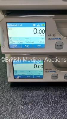 4 x MedCaptain Model HP-30 Touch Screen Syringe Pumps with HP-80 Infusion Workstation *Mfd 2020* (All Power Up) - 2