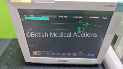 Job Lot Including 1 x Philips IntelliVue MP70 Monitor,1 x Philips IntelliVue Cardiac MP70 Monitor (Both Power Up) Software Revision *K.21.61 / J.10.50* 1 x IntelliVue X2 Handheld Patient Monitor (No Power, Damage to Casing - See Photos ) and 1 x Philips M - 2