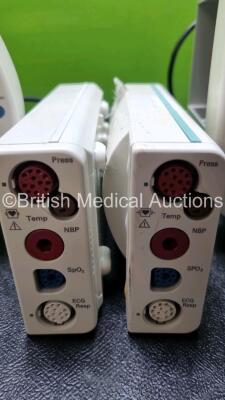 Job Lot 2 x Philips IntelliVue MP50 Neonatal Patient Monitors (Both Power Up Scratches on Screen - See Photos) 2 x Philips M3001A Multiparameter Modules with Press, Temp, NBP, SpO2 and ECG/Resp Options and 1 x IntelliVue X2 Handheld Patient Monitor with E - 4