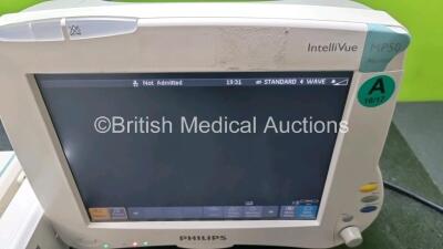 Job Lot 2 x Philips IntelliVue MP50 Neonatal Patient Monitors (Both Power Up Damage to Casing and Module Clip - See Photos, Small Scratches On Screen) 2 x Philips M3001A Multiparameter Modules with Press, Temp, NBP, SpO2 and ECG/Resp Options and 1 x Intel - 3