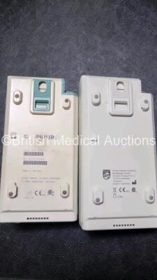 Job Lot 2 x Philips IntelliVue MP50 Neonatal Patient Monitors (Both Power Up Damage to Casing and Module Clip - See Photos, Small Scratches On Screen) 2 x Philips M3001A Multiparameter Modules with Press, Temp, NBP, SpO2 and ECG/Resp Options and 1 x Intel - 5