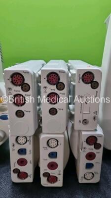 Job Lot 2 x Philips IntelliVue MP50 Patient Monitors (Both Power Up, Damage to Casing and Module Clip. Scratches on Screen - See Photos) 2 x Philips M3001A Multiparameter Modules with Press, Temp, NBP, SpO2 and ECG/Resp Options 1 x Multiparameter Module w - 4