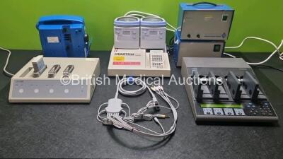 Mixed Lot Including 2 x Fisher & Paykel Humidifiers Both Power Up 1 x Very Loose Casing), Laerdal Heartsim 2000 ECG Simulation Unit in Carry Case with 2 x Mindray 10 Lead ECG Lead (Powers Up). 1 x Gleichmann LG1480 Battery Charger (Powers Up, 1 Cadex C7