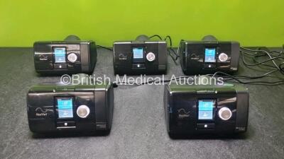 5 x ResMed AirSense 10 Autoset CPAP Units with 5 x Power Supplies (All Power Up)