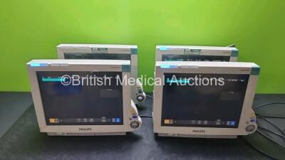 4 x Philips IntelliVue MP70 Monitors (All Power Up, Missing Dials - See Photos) *S/N DE843B0698 / DE843B0677 / DE843B0678 / DE843B0668*