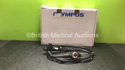 Olympus CF-200S Video Sigmoidoscope in Case - Engineer's Report : Optical System - No Fault Found, Angulation - No Fault Found, Insertion Tube - Leaking Bending Section, Light Transmission - No Fault Found, Channels - No Fault Found, Leak Check - Leaking 