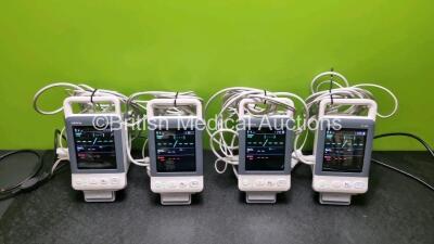 4 x Mindray VS-600 Vital Signs Monitors with SPO2 and NIBP Options with 4 x SpO2 Finger Sensors (All Power Up) *SN FU-560004021 / FU-56004019 / FU-56003878 / FU 56004021*