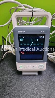 4 x Mindray VS-600 Vital Signs Monitors with SPO2 and NIBP Options with 4 x SpO2 Finger Sensors (All Power Up) *SN FU-560004021 / FU-56004019 / FU-56003878 / FU 56004021* - 2