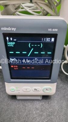 4 x Mindray VS-600 Vital Signs Monitors with SPO2 and NIBP Options with 4 x SpO2 Finger Sensors (All Power Up) *SN FU-560004021 / FU-56004019 / FU-56003878 / FU 56004021* - 3