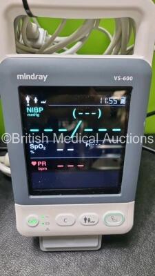 4 x Mindray VS-600 Vital Signs Monitors with SPO2 and NIBP Options with 4 x SpO2 Finger Sensors (All Power Up) *SN FU-560004021 / FU-56004019 / FU-56003878 / FU 56004021* - 5