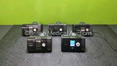 5 x ResMed AirSense 10 Autoset CPAP Units with 5 x Power Supplies (All Power Up, Slight Scratching on Case - See Photo)