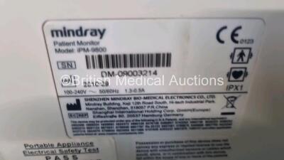 Mindray IPM-9800 Patient Monitor Including ECG, NIBP, SpO2, T1, T2 and Printer Options (Powers Up) * SN DM-090032 - 4