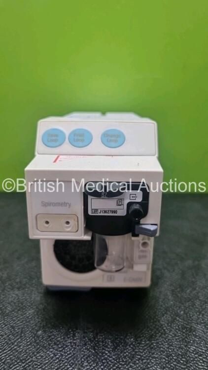 GE E-CAiOV Gas Module with Spirometry Option and D-Fend Water Trap *Mfd 02/2007* **Damaged Spirometry Port - See Pictures**