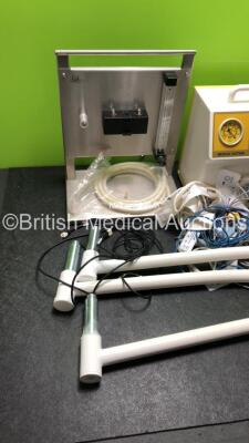 Mixed Lot Including Doct Wall Mounted Anaesthesia Machine, 3 x Luvis Light Arms, 1 x Sam Medical Suction Pump (Powers Up) and Selection of Patient Monitoring Cables Including SPO2 - 3