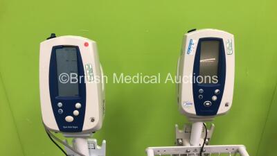 4 x Welch Allyn Spot Vital Signs Monitors on Stands with 4 x AC Power Supplies (All Power Up 3 with Damage-See Photos) - 2