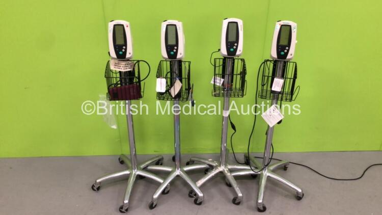 4 x Welch Allyn Series 420 Monitors on Stands with 4 x AC Power Supplies (All Power Up) *na*