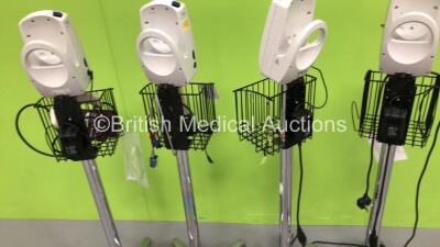 4 x Welch Allyn Series 420 Monitors on Stands with 4 x AC Power Supplies (All Power Up) *na* - 6