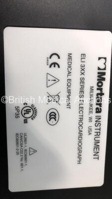 2 x Mortara ELI 350 ECG Machines on Stands (Both Draw Power with Blank Screens) *113450182362 / 113410178199* - 5