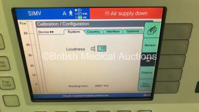 Drager Evita 2 Dura Ventilator on Stand Software Version 04.22 - Running Hours 23977 with Hose (Powers Up) *S/N ARSA-0160* **Mfd 2001** - 3