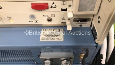 Drager Evita 2 Dura Ventilator on Stand Software Version 04.22 - Running Hours 23977 with Hose (Powers Up) *S/N ARSA-0160* **Mfd 2001** - 4