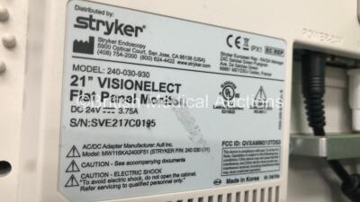 Stryker Stack Trolley with Stryker Vision Elect HD Monitor, Stryker 40L HighFlow Insufflator, Stryker 1188 HD High Definition Camera Control Unit, Stryker 1188 HD Camera Head 1188-210-105, 2 x Stryker X8000 Light Source and Stryker Pneumo Sure High Flow - 11