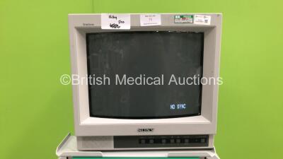 Medicart Trolley with 1 x Sony Trinitron Monitor, 1 x Aiwa CSD ED59 Radio Cassette Recorder and 1 x Zeiss Medilive Camera Control Unit (All Power Up) *SN 6201087, 383805* - 2