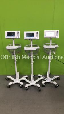 3 x Welch Allyn Connex SPOT Monitors on Stands (All Power Up) *SN 100021260419 / 100044262118 / 100021120419*