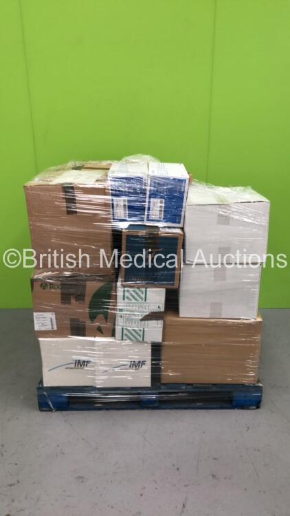 Large Quantity of Consumables on Pallet Including LMA Laryngeal Mask Airway, CareFusion Alaris MFX2298 and Examination Gloves