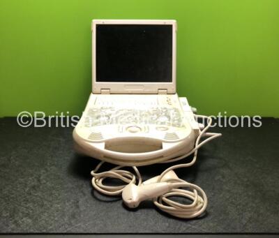 Esaote Model 7340 Portable Ultrasound Scanner *Mfd - 2012* with 1 x Esaote LA523 Ultrasound Transducer / Probe (Damaged Head) and 1 x Esaote CA431 Ultrasound Transducer / Probe (HDD and Board Removed) *05170*