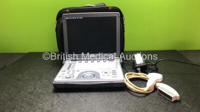 GE Logiq e Portable Ultrasound Scanner *Mfd - April 2010* with 1 x GE 4C-RS Ultrasound Transducer / Probe *Mfd - May 2010* and Power Supply in Carry Case (Powers Up, HDD Removed) *145655WX7* **IR718**